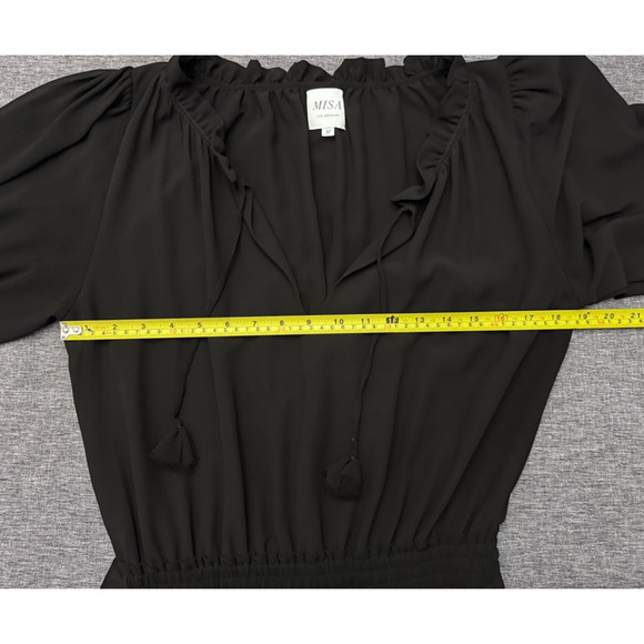 Misa Los Angeles Grommet Ruffle Mini Dress Black Womens Size M - Picture 5 of 8